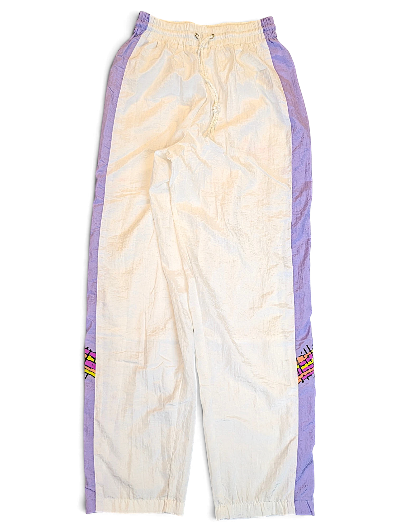 JAKE & IPI vintage Kappa track pants in white and lilac with retro colour blocking and drawstring waist