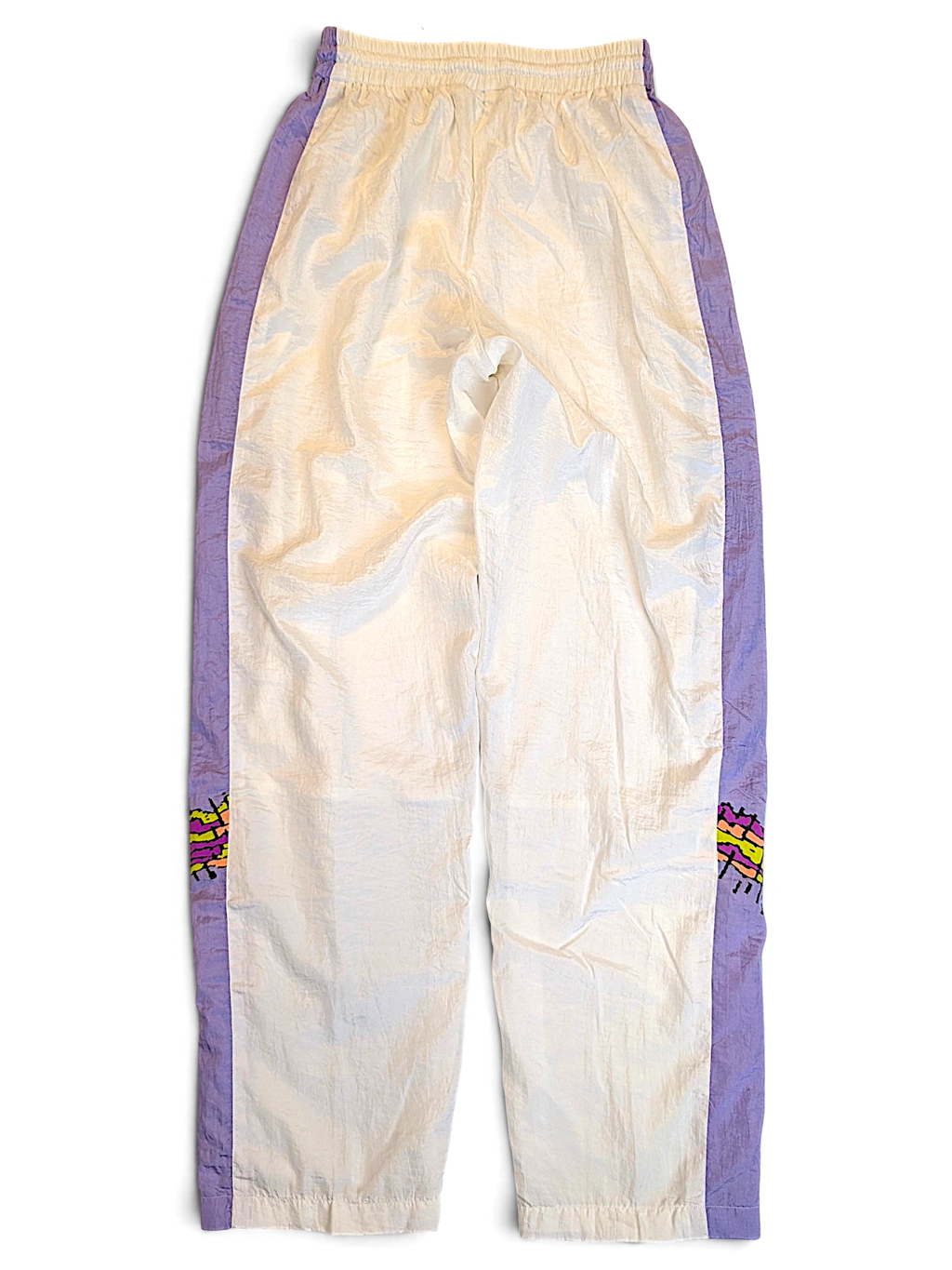 JAKE & IPI Kappa retro track pants in white and lilac with side stripe detailing and signature branding