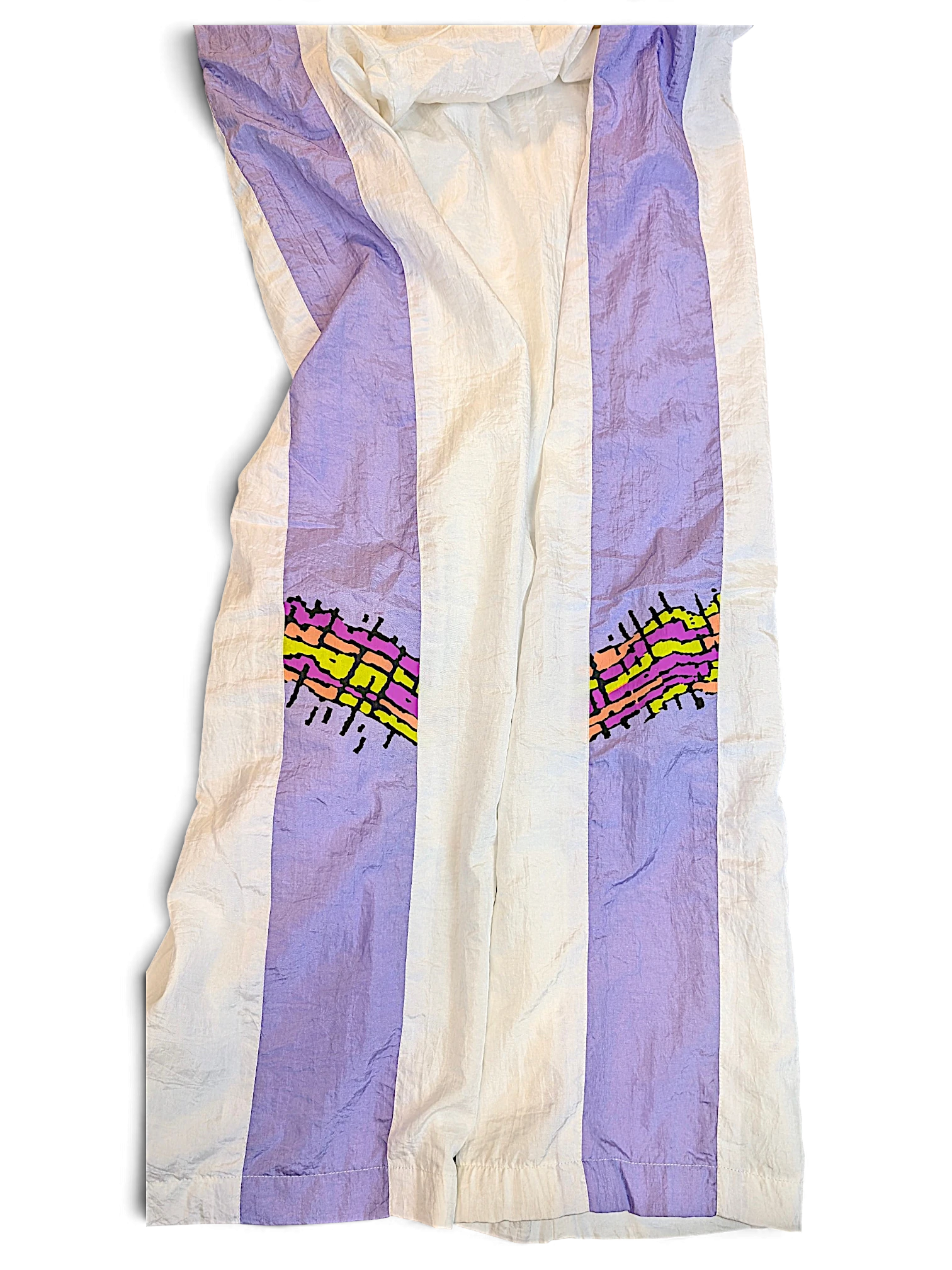 JAKE & IPI Kappa retro track pants in white and lilac with colour block panels and graphic detail