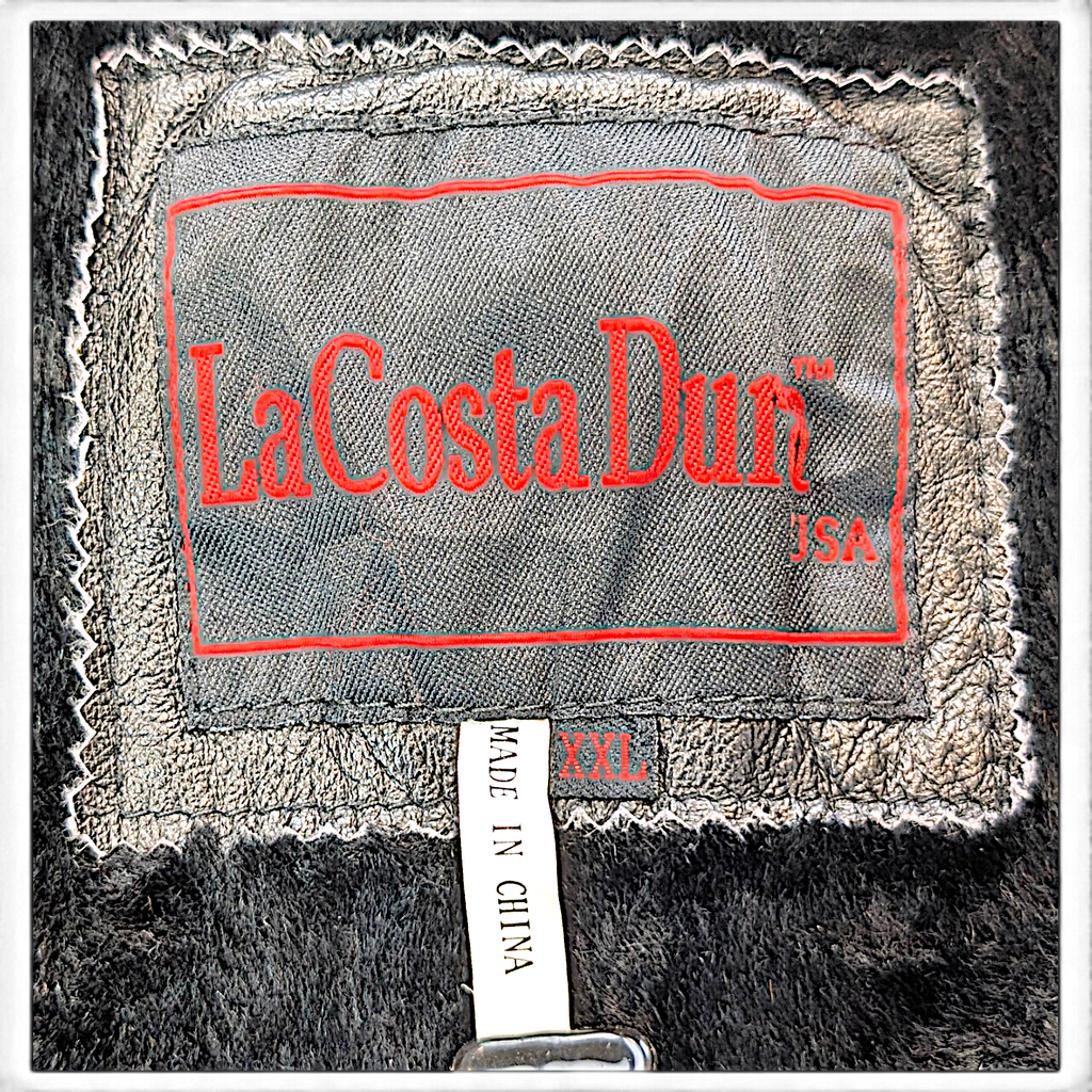 La Costa Dura Black Leather Field Jacket with Removable Plush Liner – XXL – lining and interior detail.