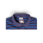 JAKE & IPI pre-owned Lacoste navy polo shirt with blue horizontal stripes and iconic embroidered crocodile logo