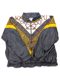 Lauren Brooke Black Baroque Chain Print Windbreaker – XL; front view (image 1 of 4).
