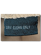 JAKE & IPI Lauren Ralph Lauren beige trousers care label with white text reading Dry Clean Only
