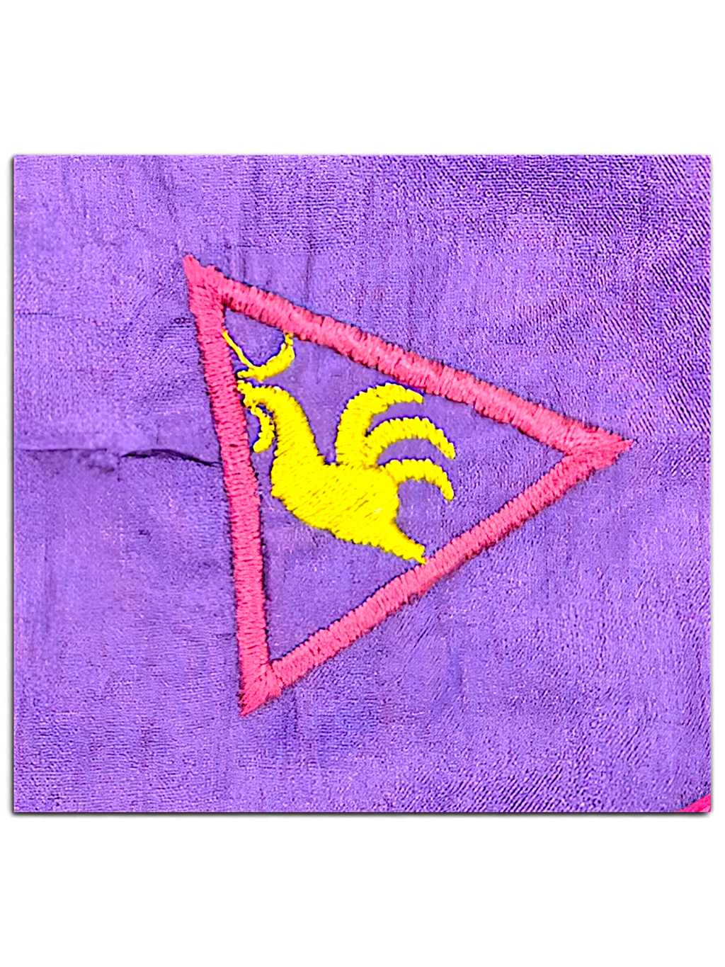 Le Coq Sportif Black and Purple Colourblock Windbreaker; Purple panel and yellow rooster embroidery.