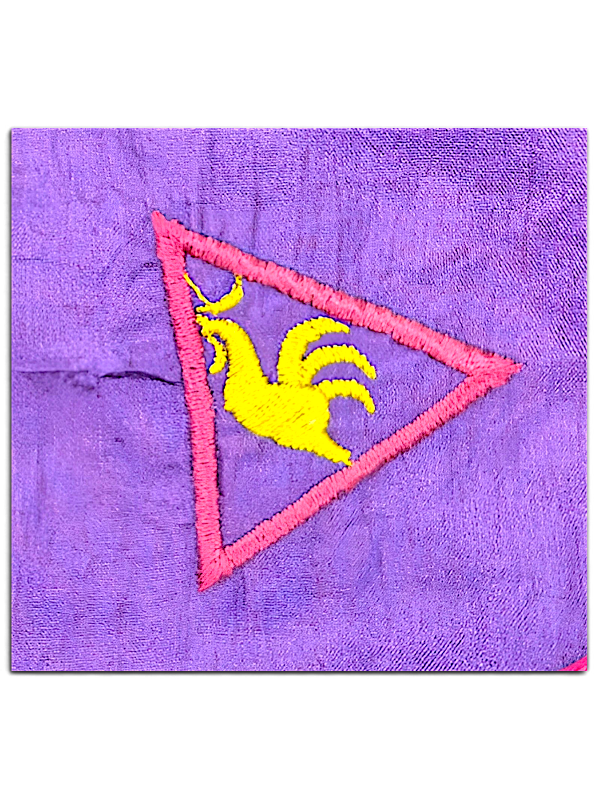 Le Coq Sportif Black and Purple Colourblock Windbreaker; Purple panel and yellow rooster embroidery.