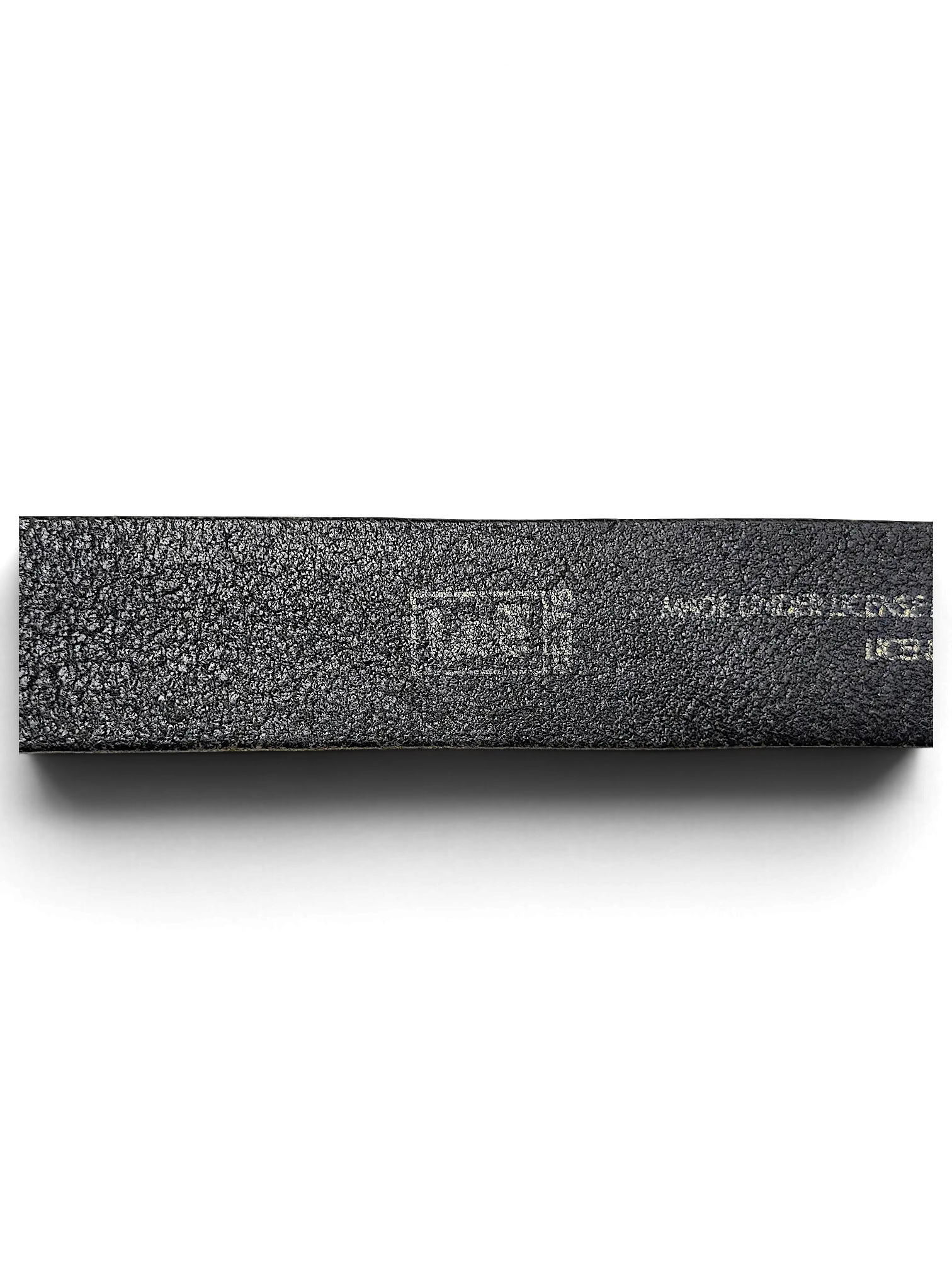 JAKE & IPI Lee black leather belt featuring a textured finish and embossed brand logo detail.