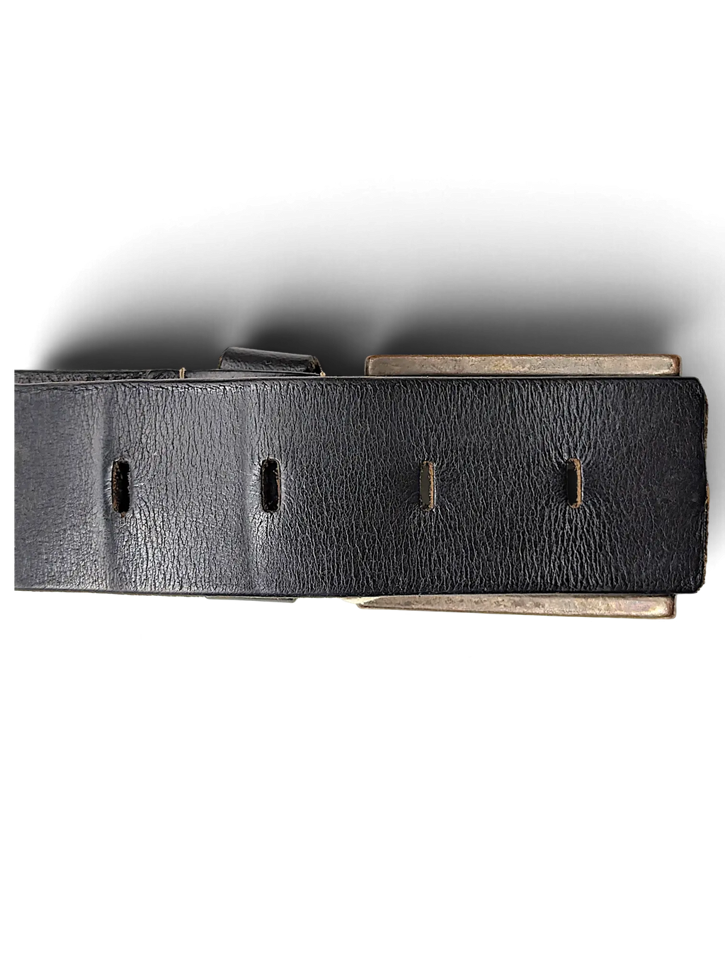 JAKE & IPI Legend black leather belt featuring a textured finish and a rectangular metallic buckle.