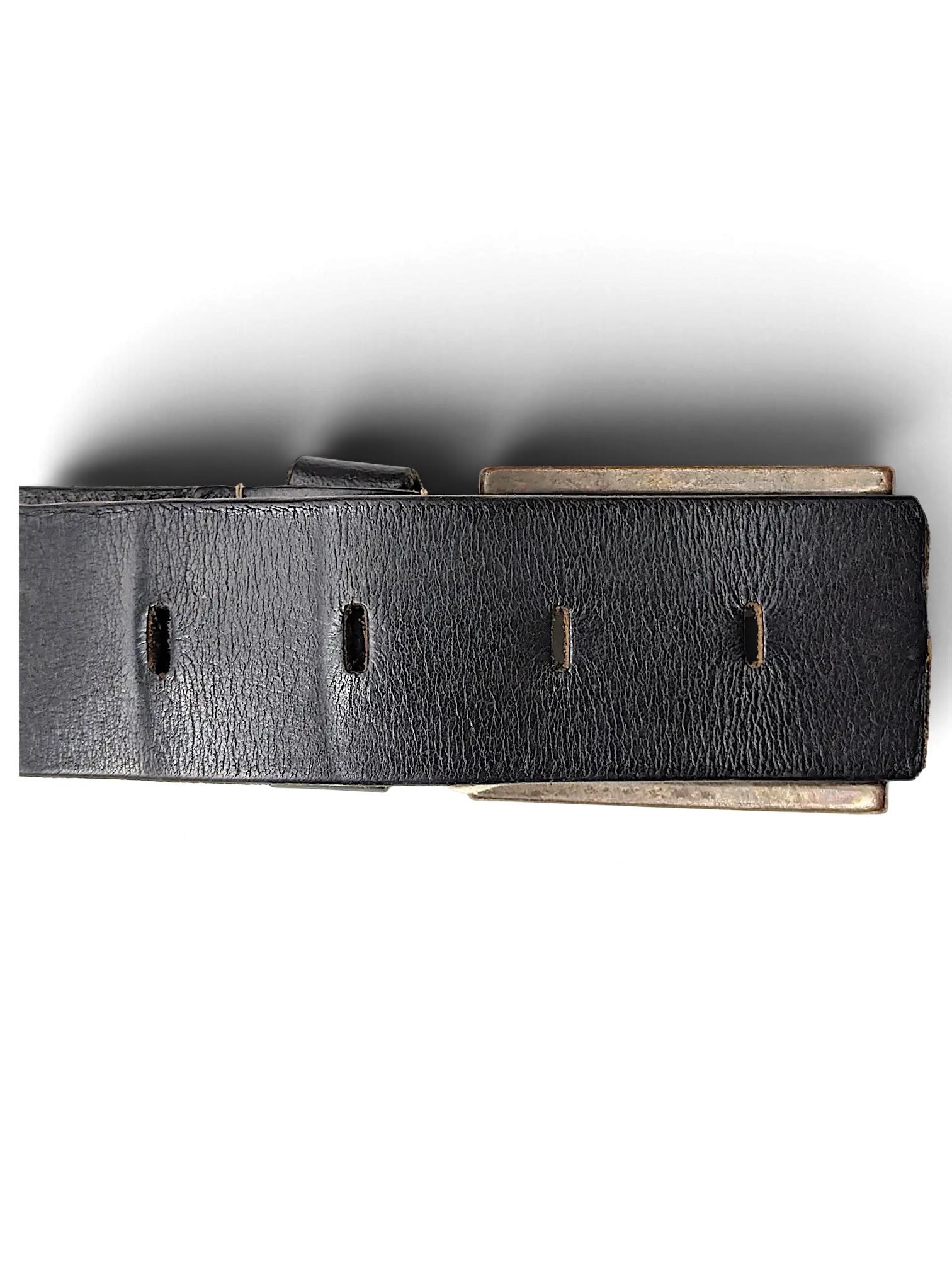 JAKE & IPI Legend black leather belt featuring a textured finish and a rectangular metallic buckle.