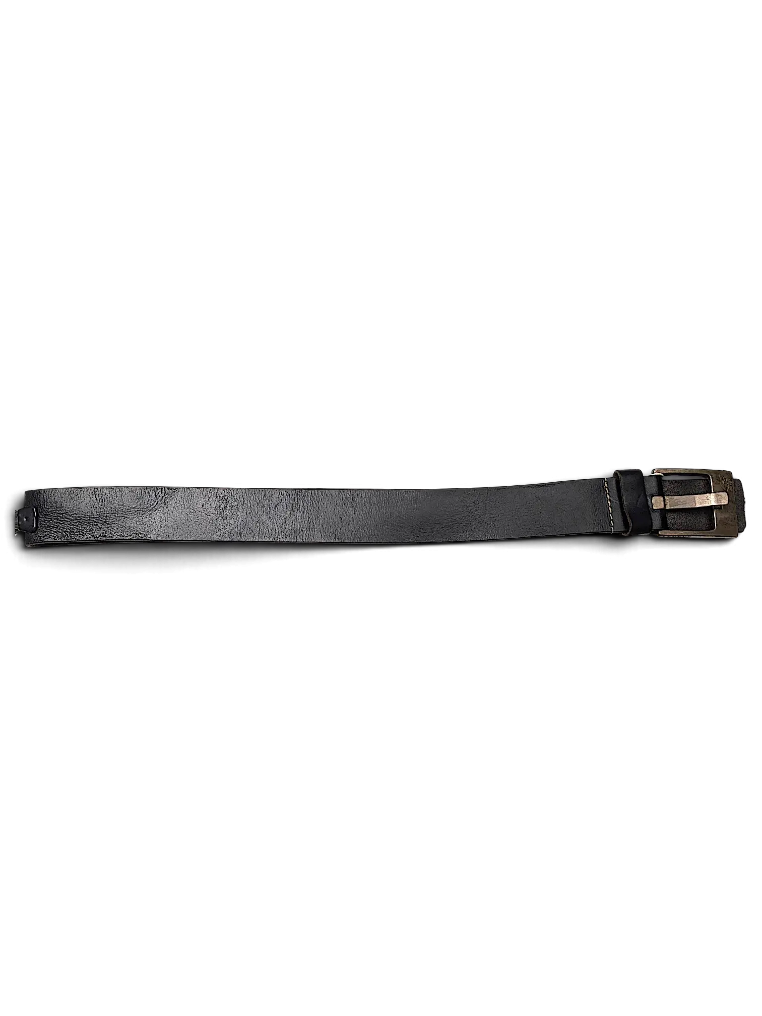 JAKE & IPI Legend black leather belt with a metal buckle and brand tag on a black background