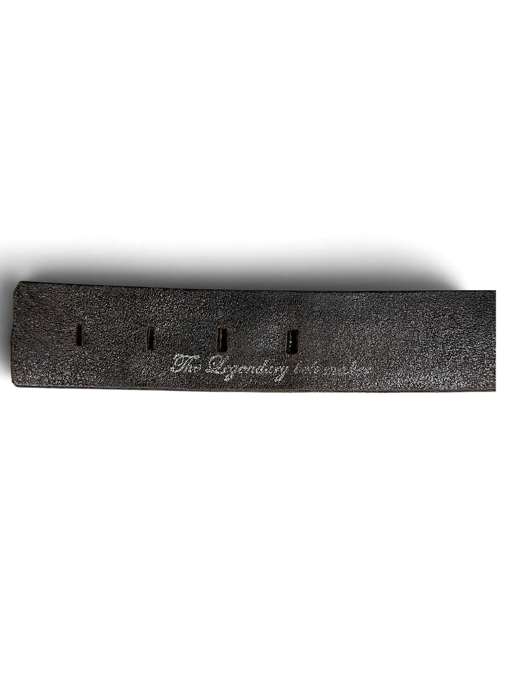 JAKE & IPI Legend black leather belt featuring The Legendary belt maker embossed detail on the strap