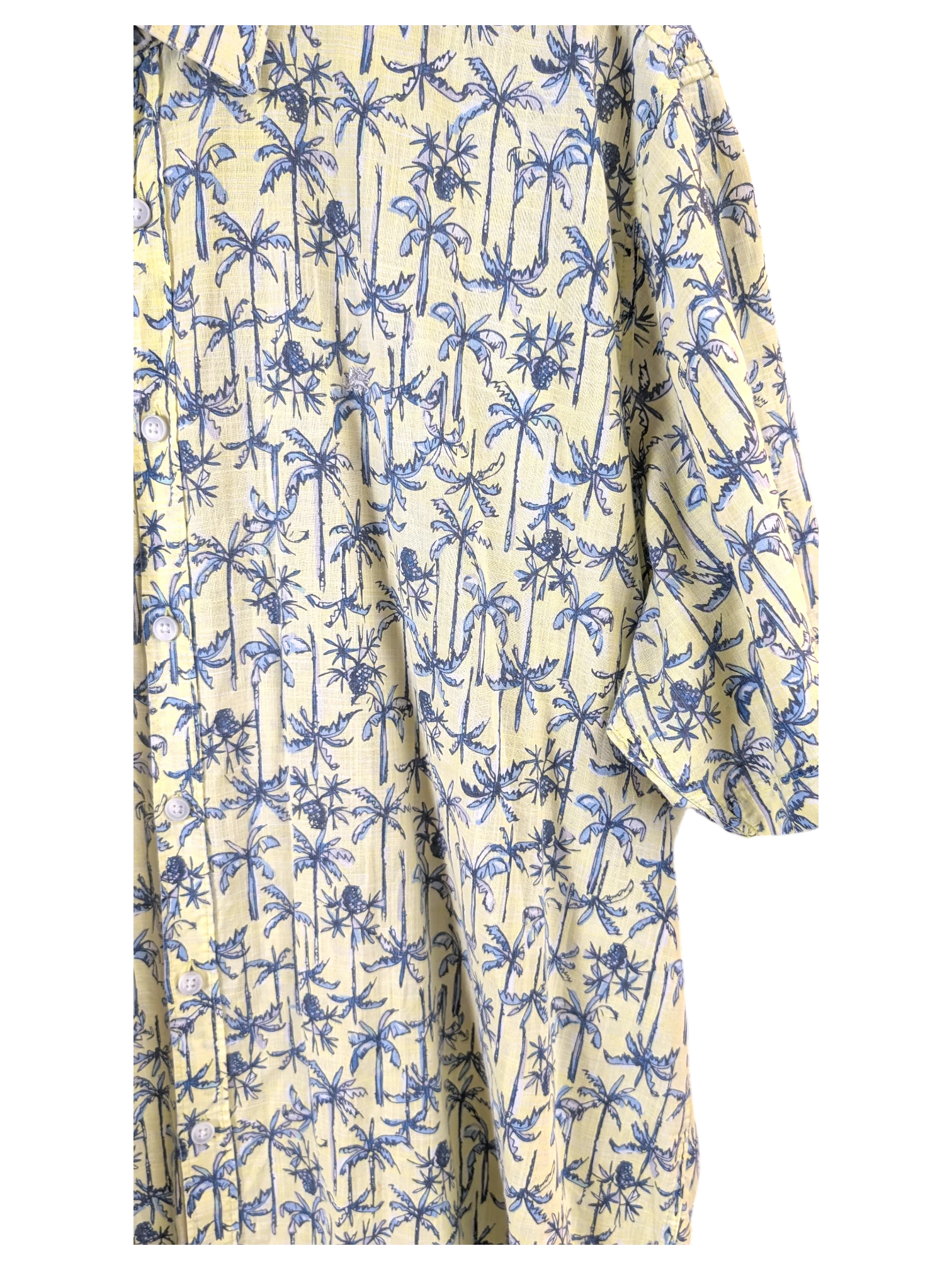 JAKE & IPI Lerros Hawaiian shirt in light yellow with a blue palm tree print and button-down front