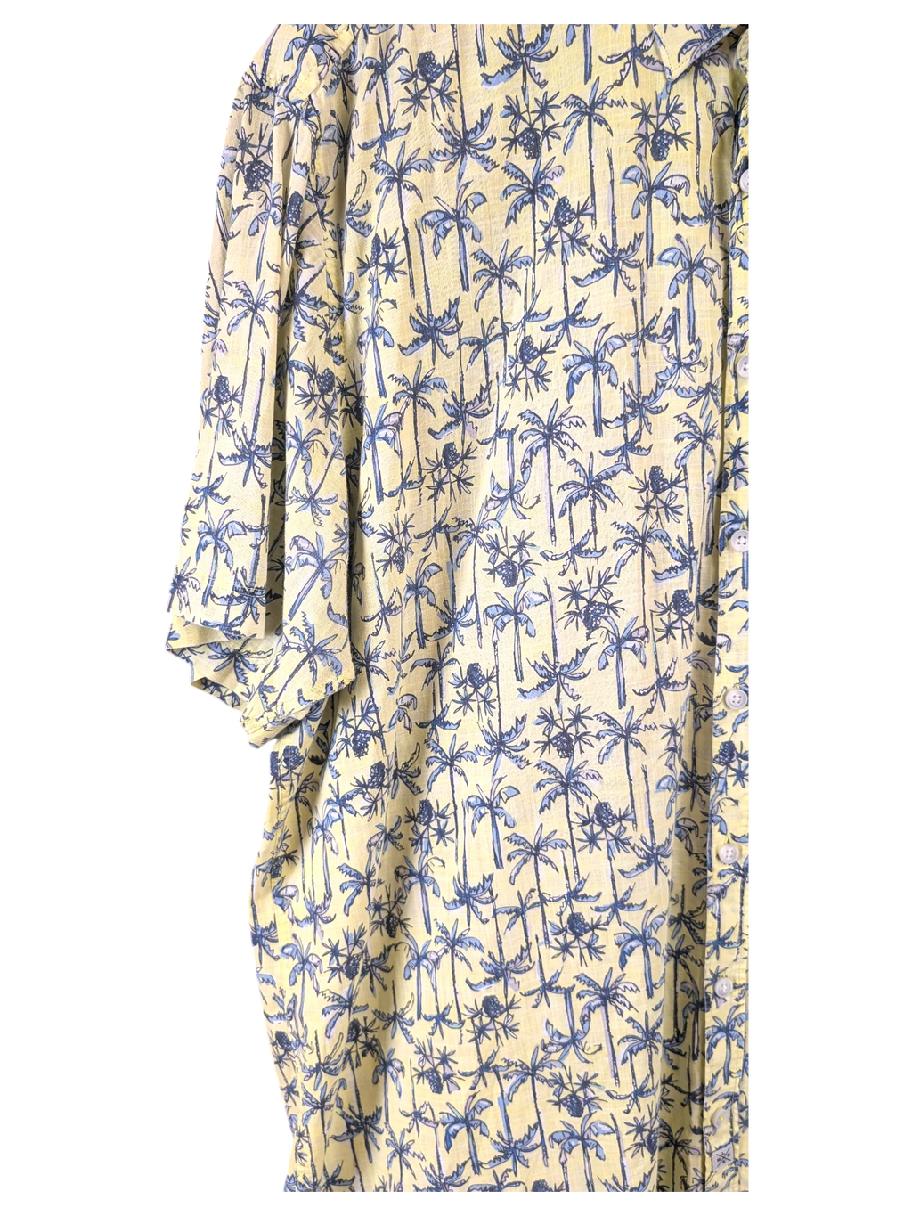 JAKE & IPI Lerros Hawaiian shirt in light yellow with a blue palm tree print and short sleeves
