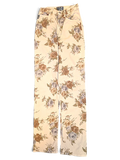 JAKE & IPI pre-owned Les Copains beige trousers featuring a tonal floral pattern and a slim straight-leg silhouette.