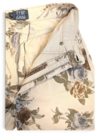 JAKE & IPI pre-owned Les Copains beige trousers featuring a tonal floral pattern and button fly closure