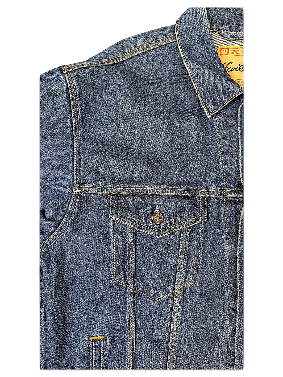 JAKE & IPI Levi Strauss Signature dark blue denim jacket with contrast stitching and chest pocket detail