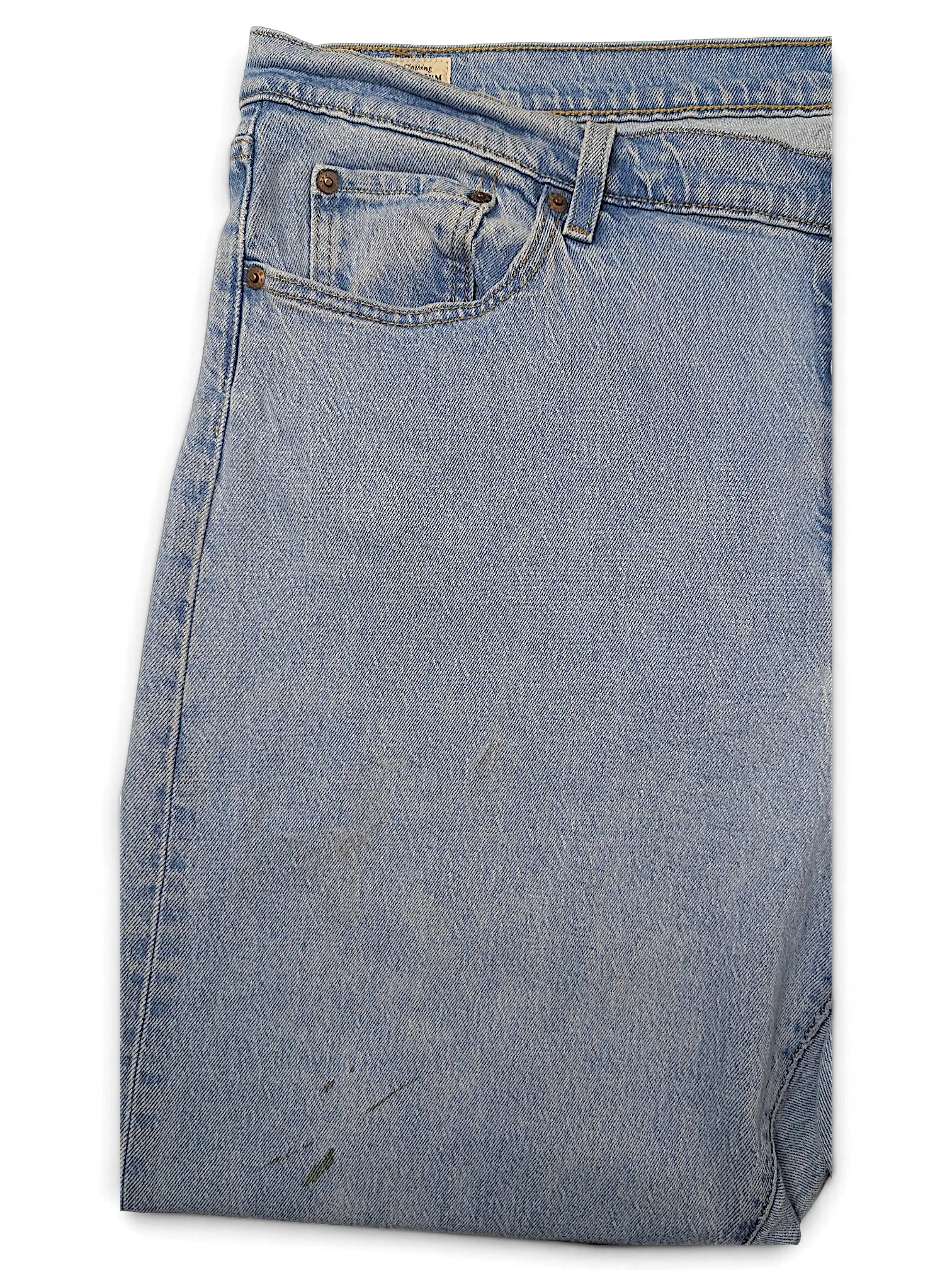 JAKE & IPI Levi's 501 20W light wash denim jeans with classic five-pocket construction and subtle distressing