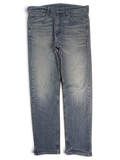 JAKE & IPI pre-owned Levi’s 505 regular straight jeans in faded blue stretch denim with distressed details.