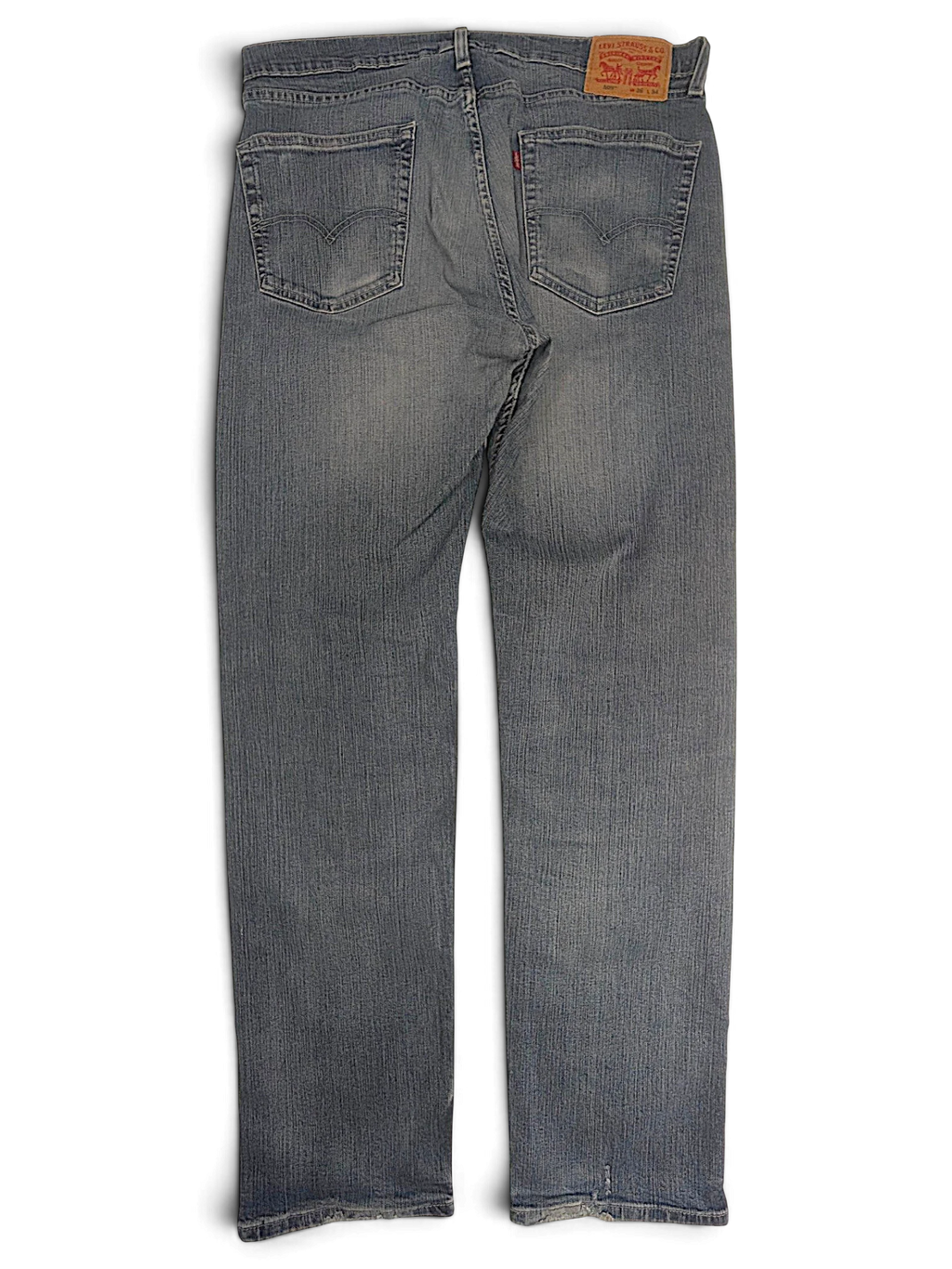 JAKE & IPI pre-owned Levi’s 505 regular straight jeans in faded blue stretch denim with distressed frayed hems