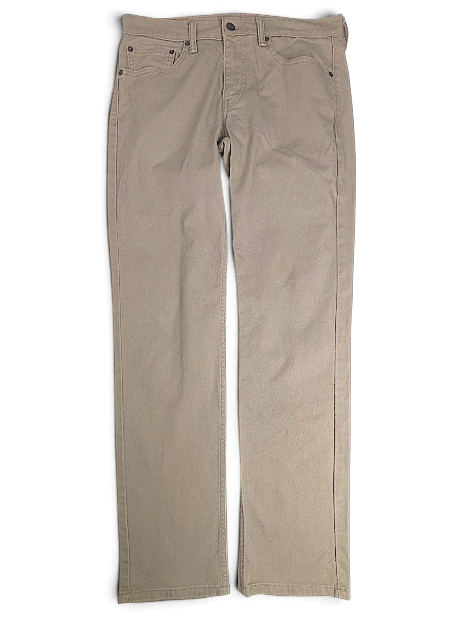 JAKE & IPI pre-owned Levi’s 511 slim fit jeans in beige stretch cotton denim with a classic five-pocket design.