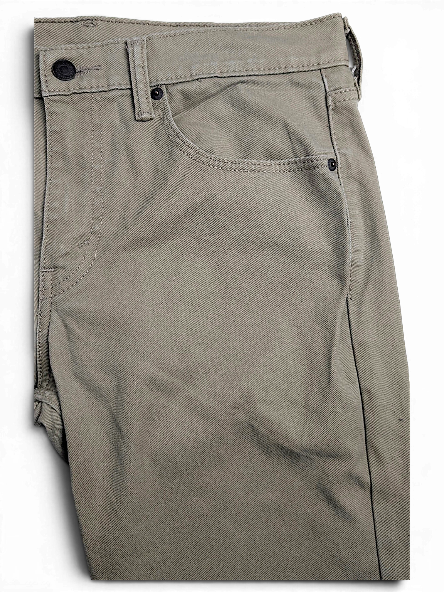 JAKE & IPI pre-owned Levi’s 511 slim fit jeans in beige stretch cotton denim with classic five-pocket styling.