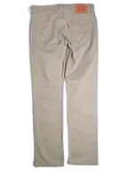 JAKE & IPI pre-owned Levi’s 511 slim fit beige stretch denim jeans, back view with leather patch and red tab.