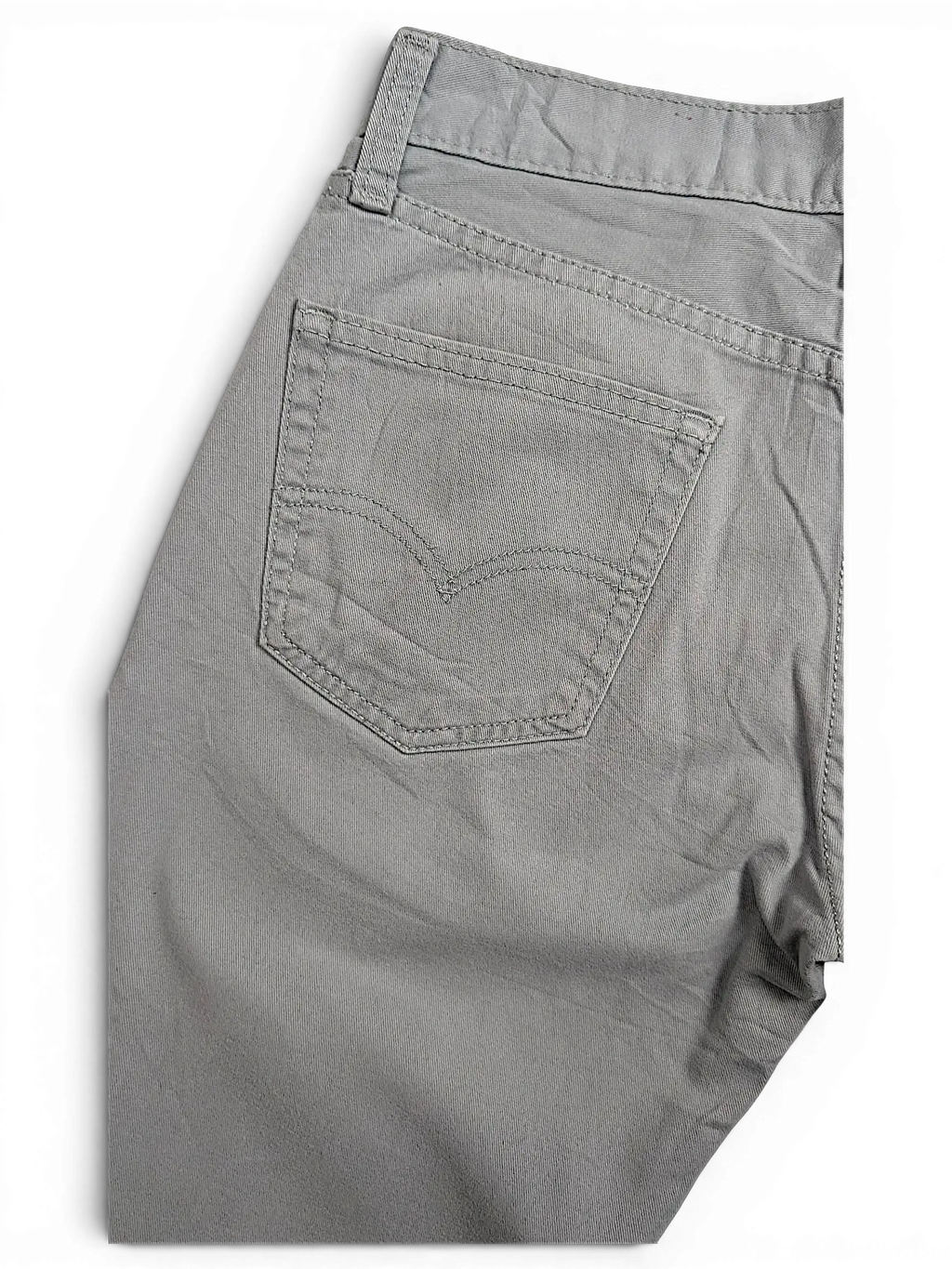 JAKE & IPI Levi's 511 grey chino pants featuring a classic back pocket with signature arcuate stitching