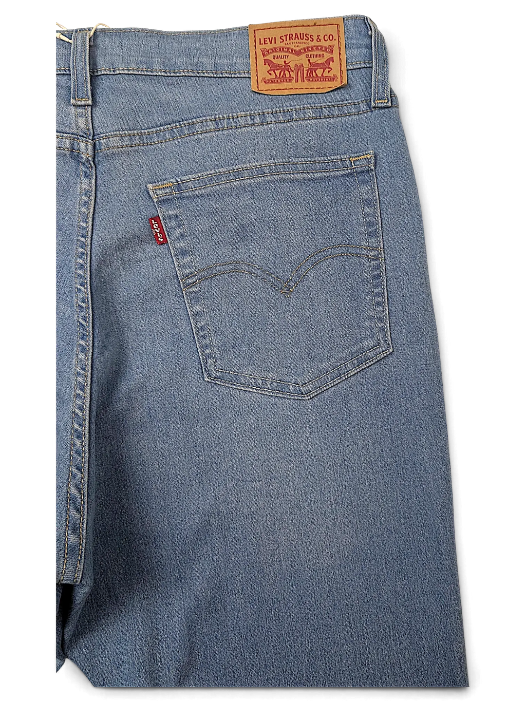 JAKE & IPI Levi's 726 light wash blue denim flare jeans with back pocket and leather brand patch