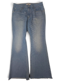 JAKE & IPI Levi's 726 flare jeans in light blue denim with a raw hem and classic five-pocket design.