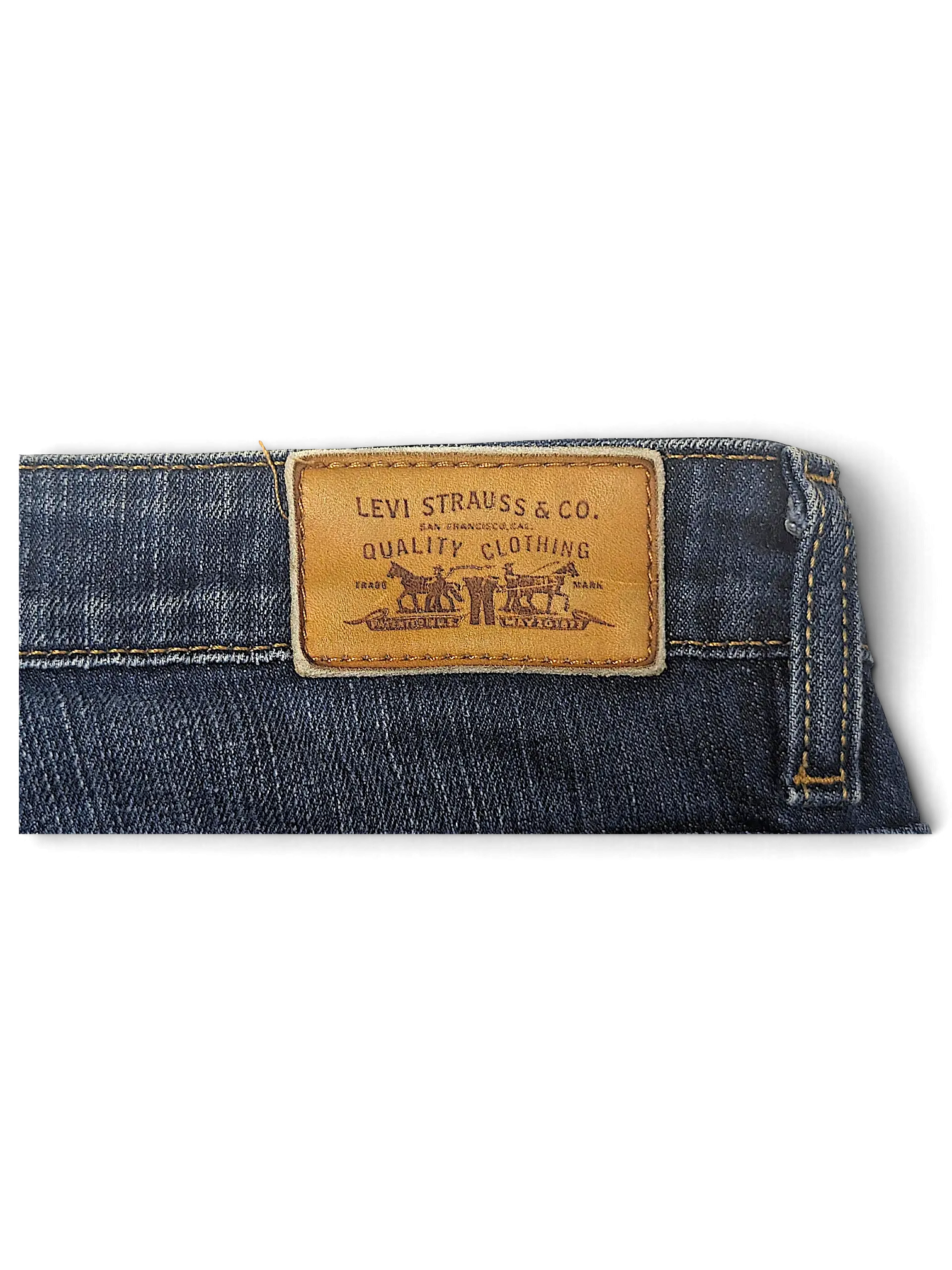 JAKE & IPI Levi's Contour Boot Jeans featuring a brown leather brand patch on the back waistband