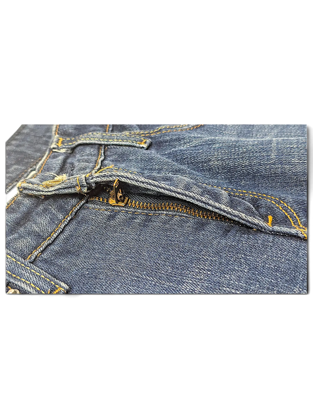 JAKE & IPI Levi's Contour Boot Jeans featuring blue denim fabric with contrast stitching and a metal zipper fly detail.