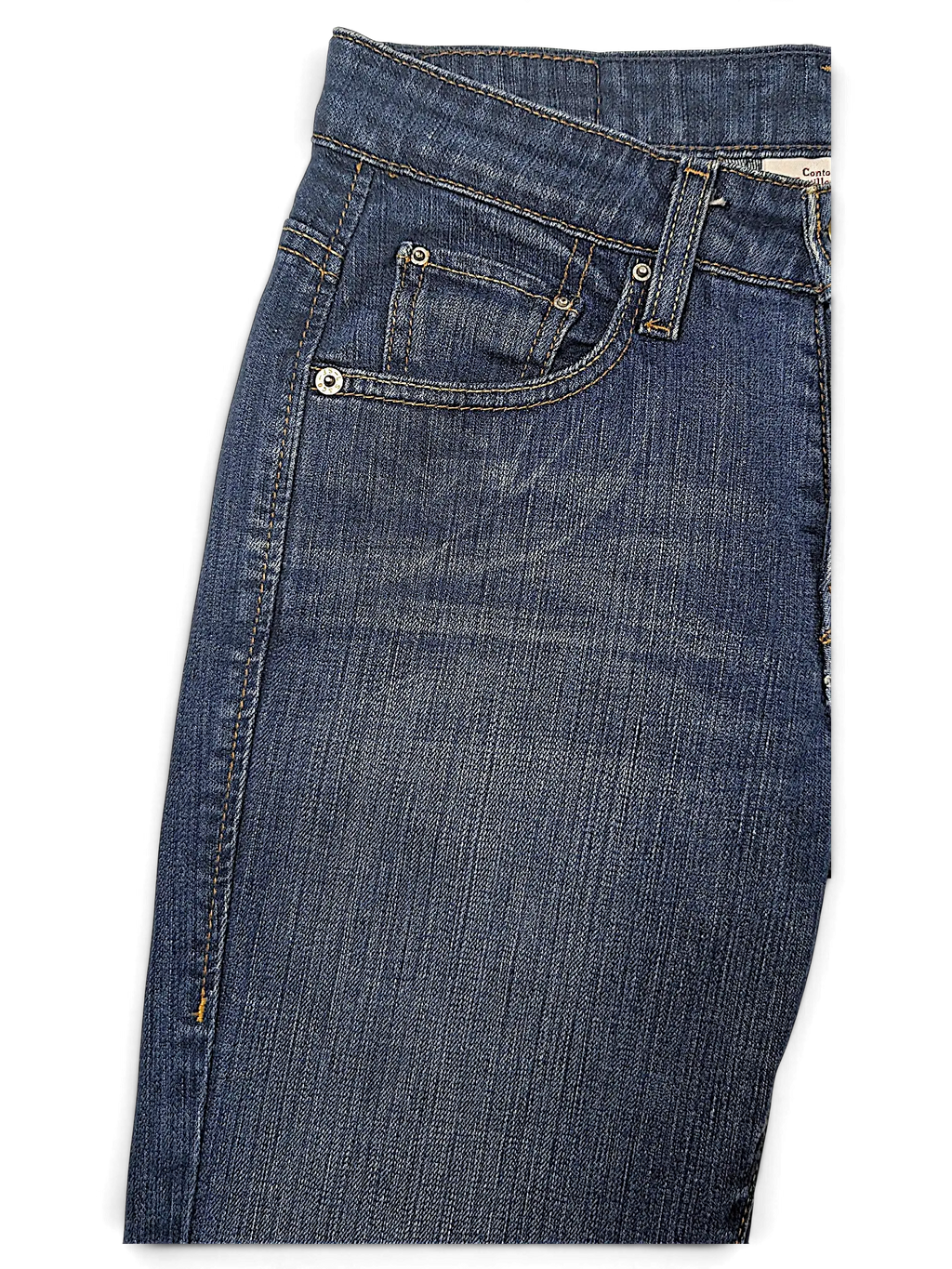 JAKE & IPI Levi's Contour Boot jeans in dark blue denim with classic five-pocket styling and contrast stitching.