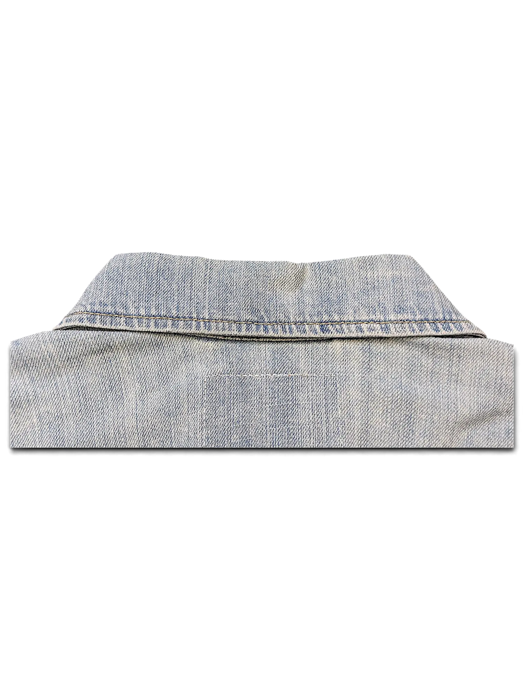 JAKE & IPI Levi's Strauss light wash denim jacket collar detail showing classic stitching