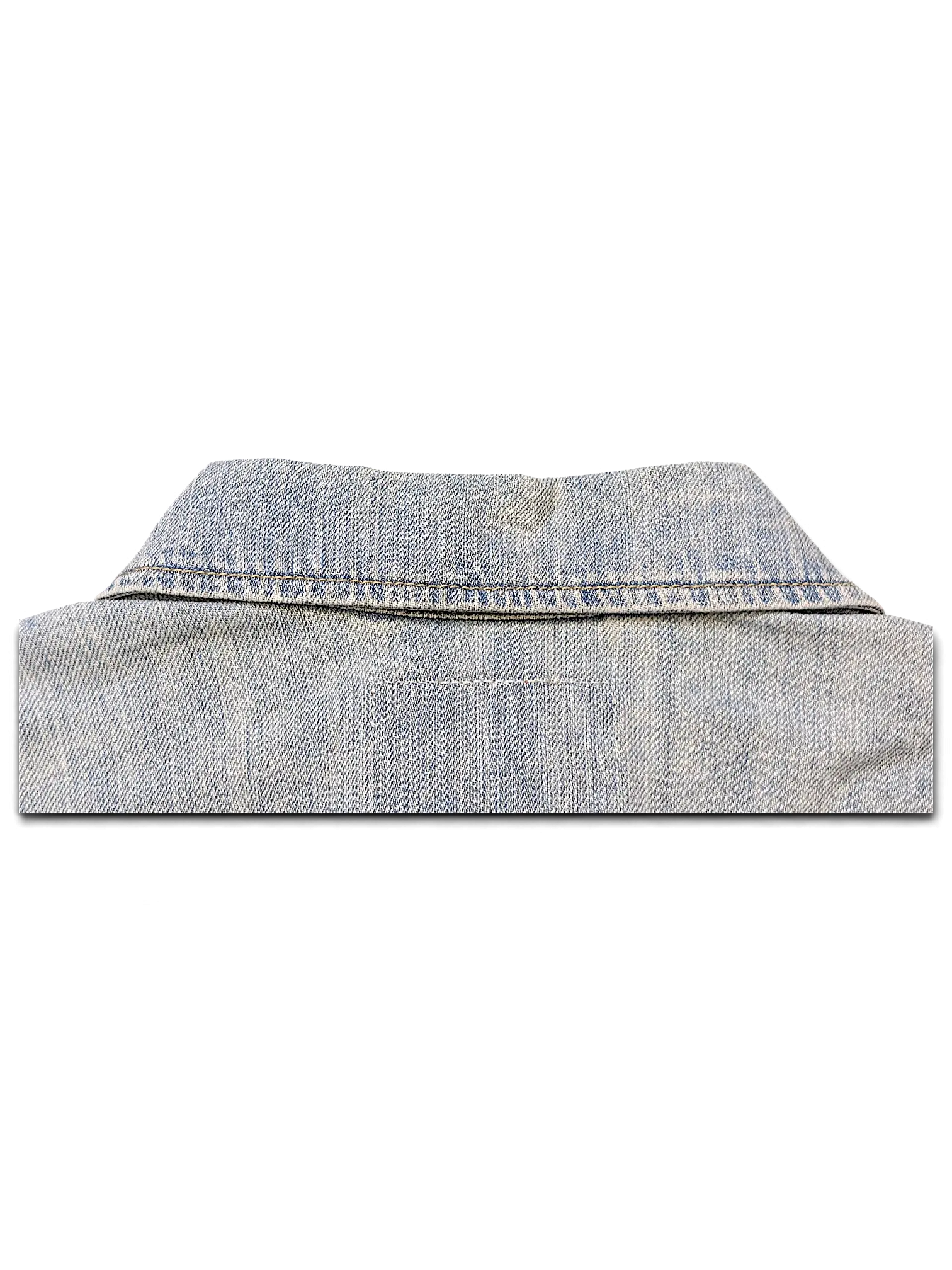 JAKE & IPI Levi's Strauss light wash denim jacket collar detail showing classic stitching
