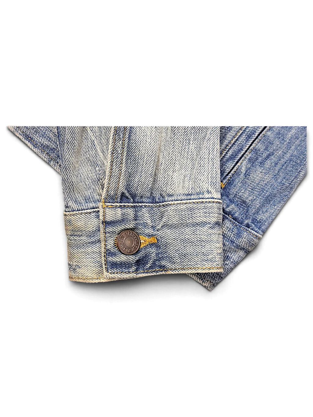 JAKE & IPI Levi's Strauss girls light wash denim jacket cuff with branded metal button detail
