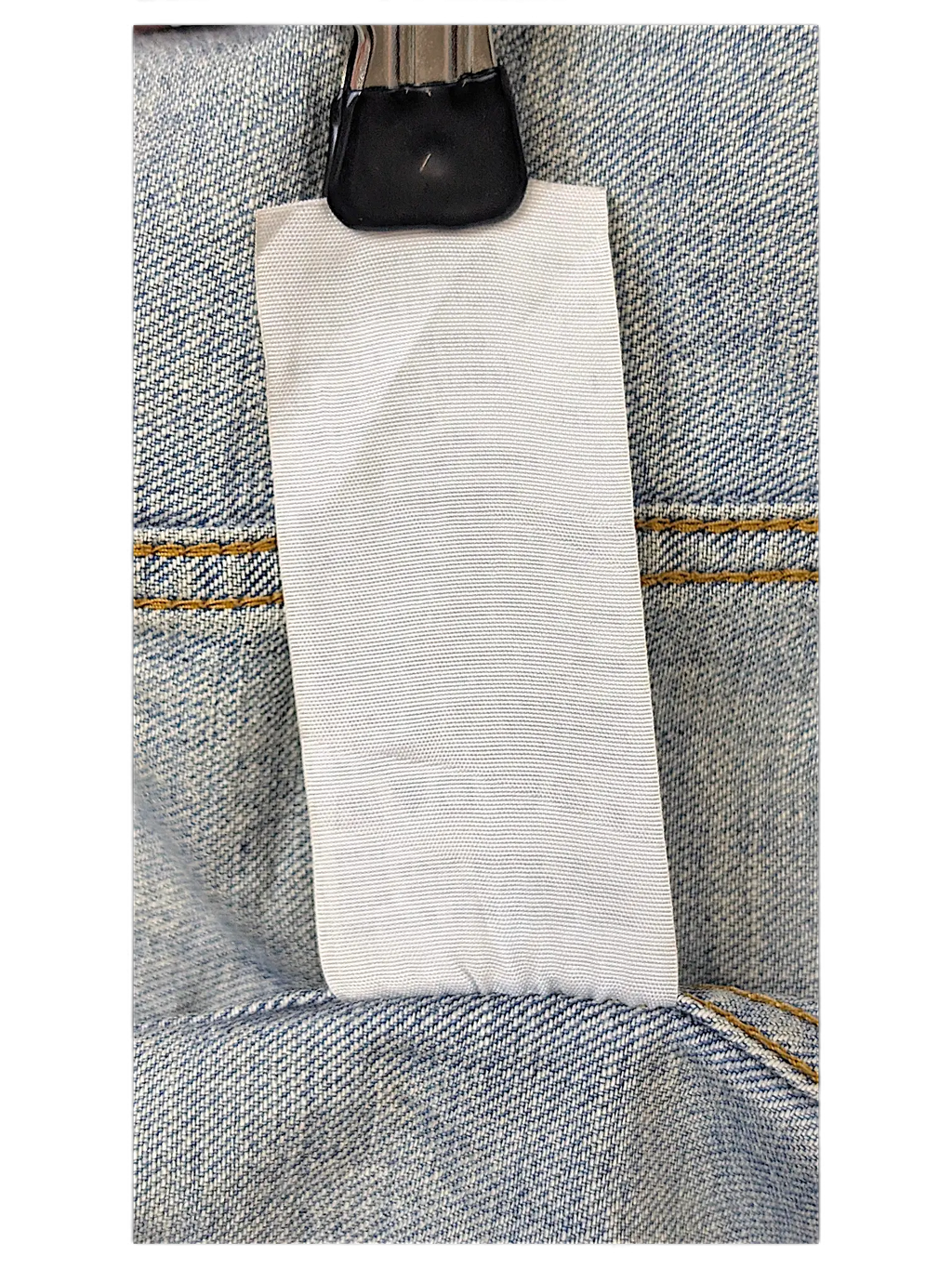 JAKE & IPI Levi's distressed washed denim jacket blank white fabric care label detail
