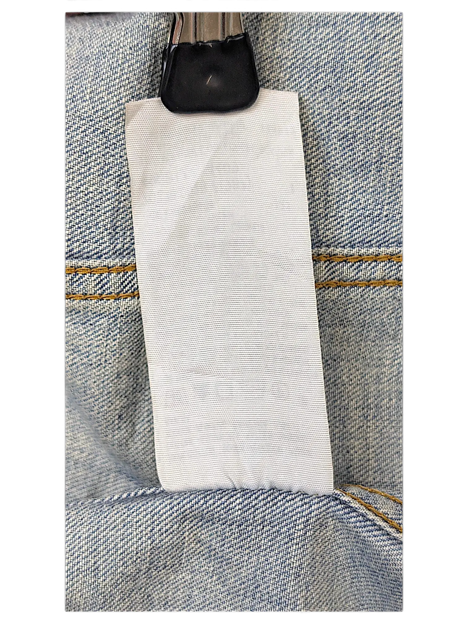 JAKE & IPI Levi's distressed washed denim jacket blank white fabric care label detail