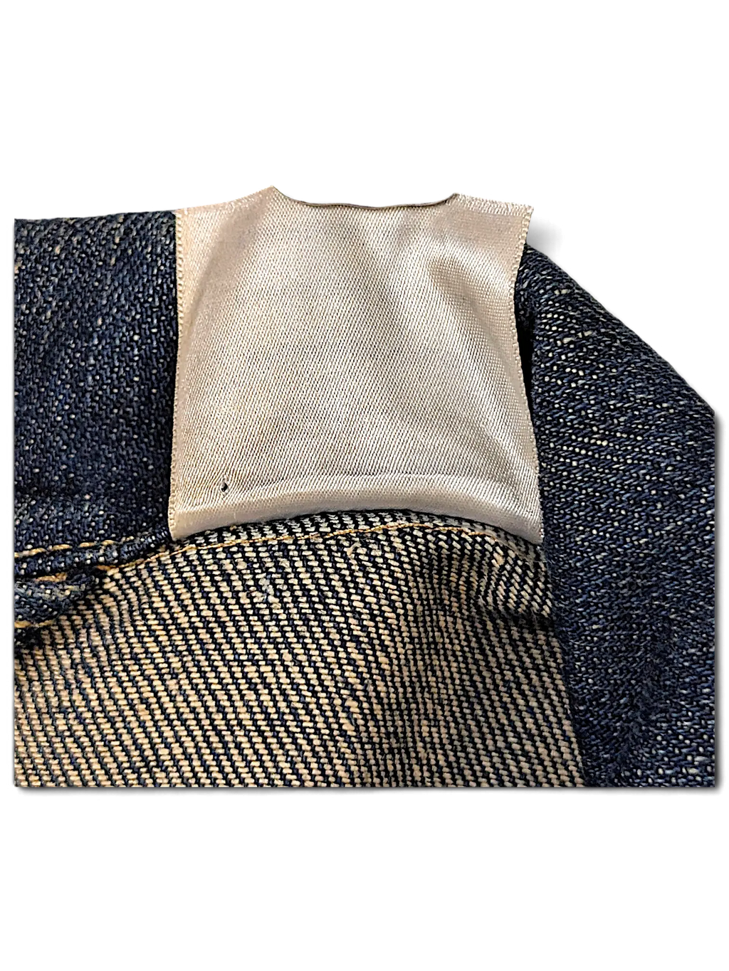 JAKE & IPI Levi's denim vest featuring dark blue raw denim fabric and a sturdy hanging loop detail