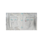 JAKE & IPI pre-owned Levi's light blue denim western shirt featuring turquoise snap buttons and two chest pockets.