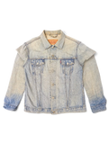 JAKE & IPI Levi's light wash distressed denim jacket with button-up front and chest pockets