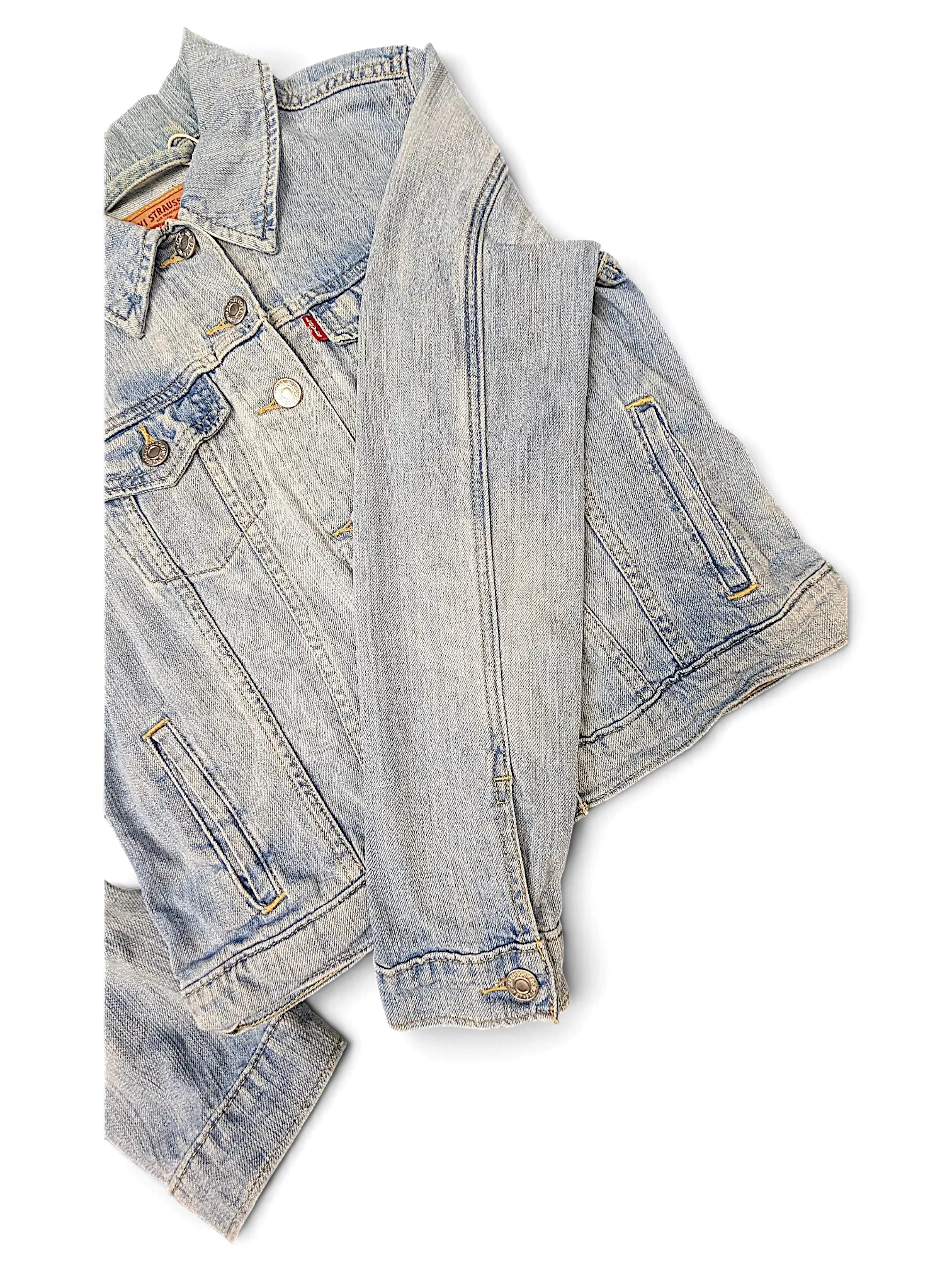 JAKE & IPI light wash denim Levi's Strauss girls jacket with metal button closures and classic collar