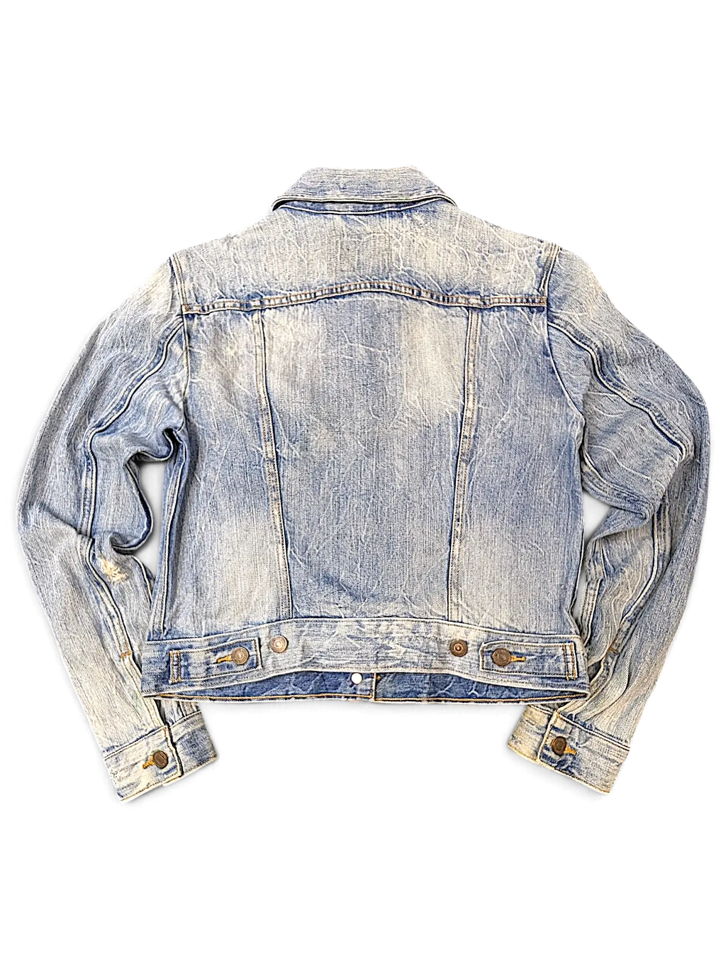 JAKE & IPI Levi's Strauss girls light wash denim jacket with distressed details, back view