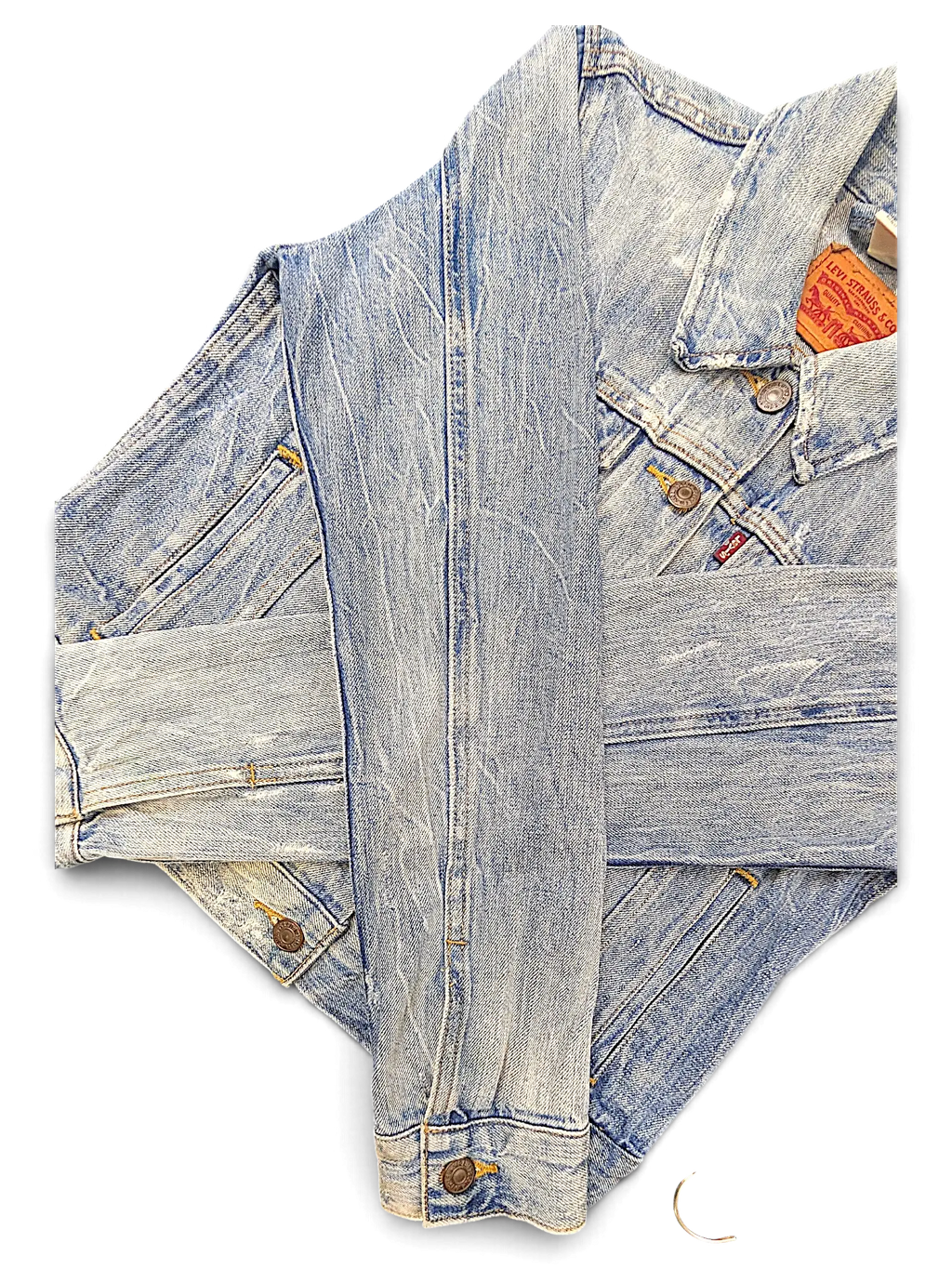 JAKE & IPI light wash denim Levi's Strauss girls jacket with classic button-up front and metal hardware