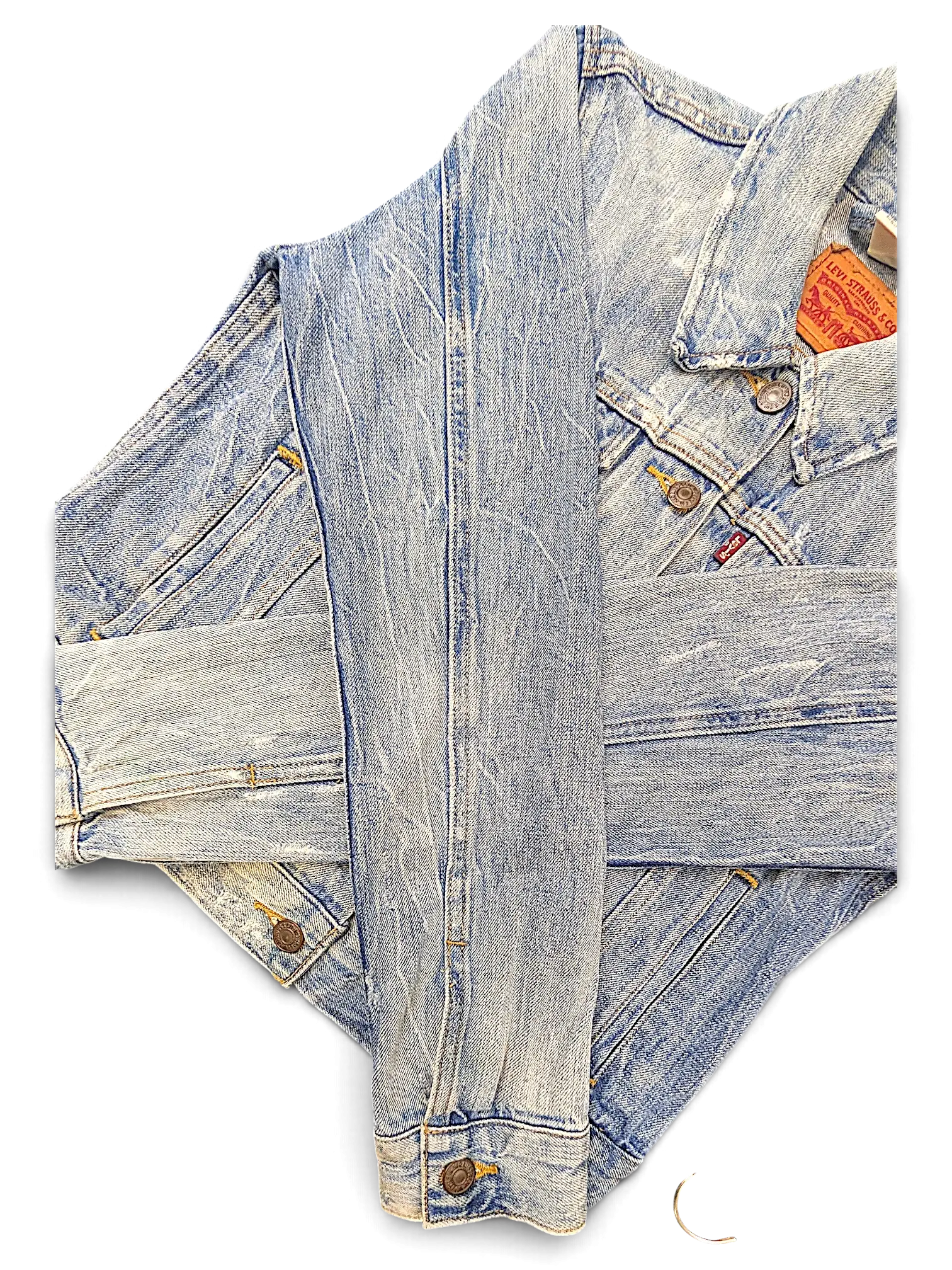 JAKE & IPI light wash denim Levi's Strauss girls jacket with classic button-up front and metal hardware