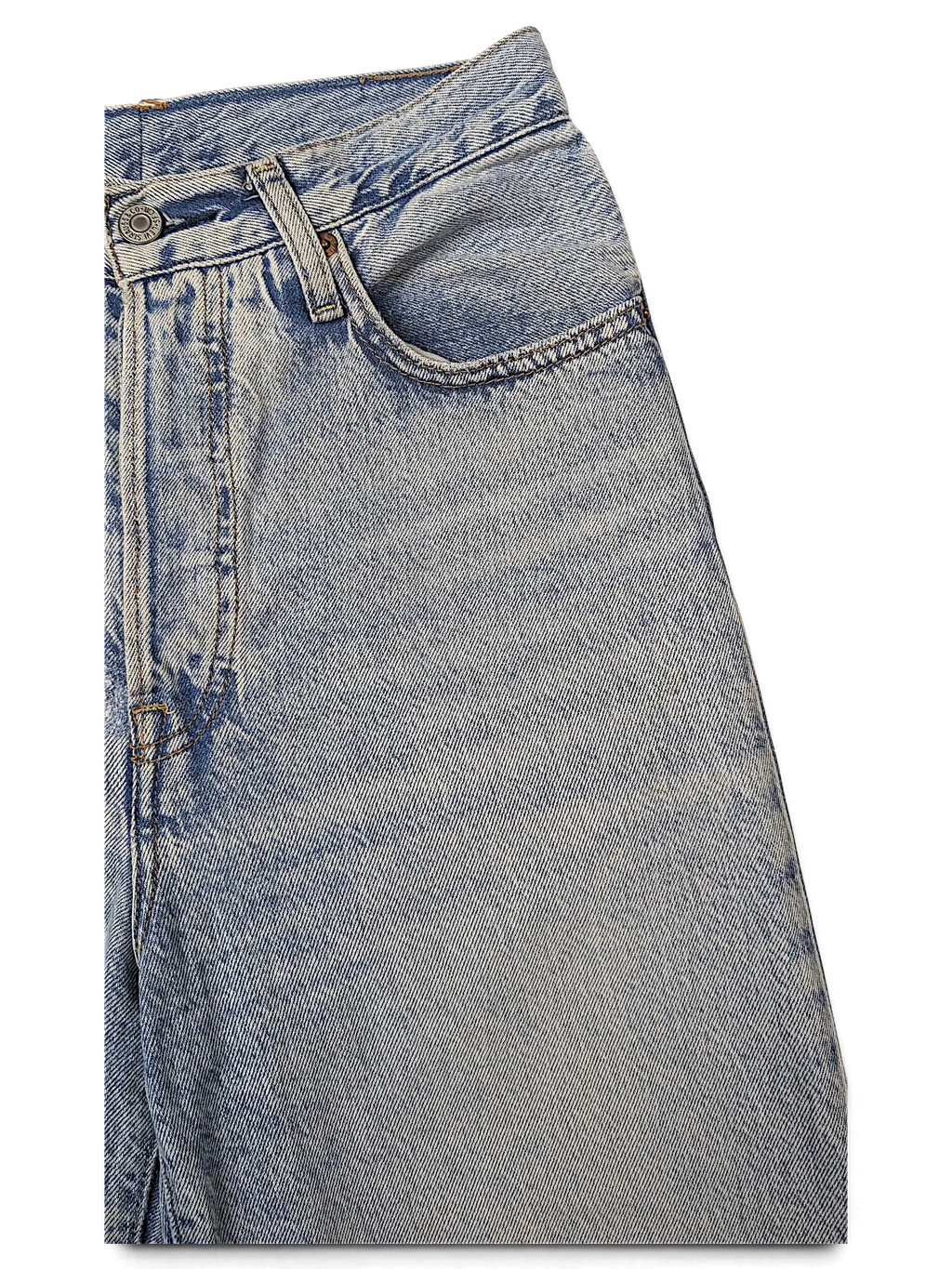 JAKE & IPI Levi's light wash denim jeans featuring a classic five-pocket construction and durable cotton fabric.