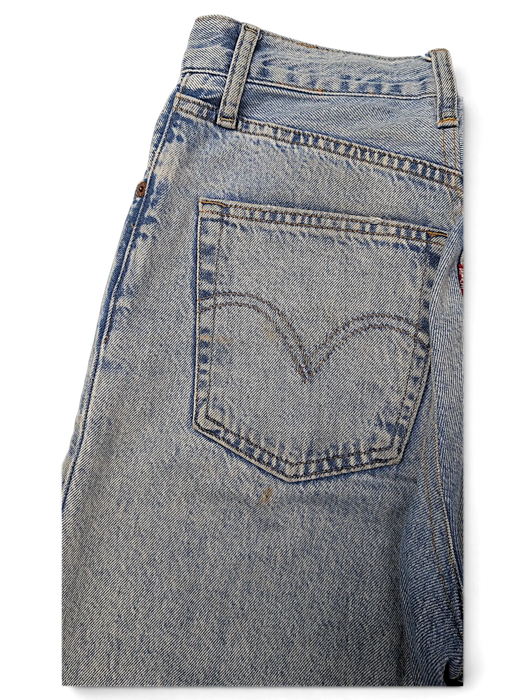 JAKE & IPI Levi's light wash denim jeans with classic five-pocket construction and back pocket stitching detail.