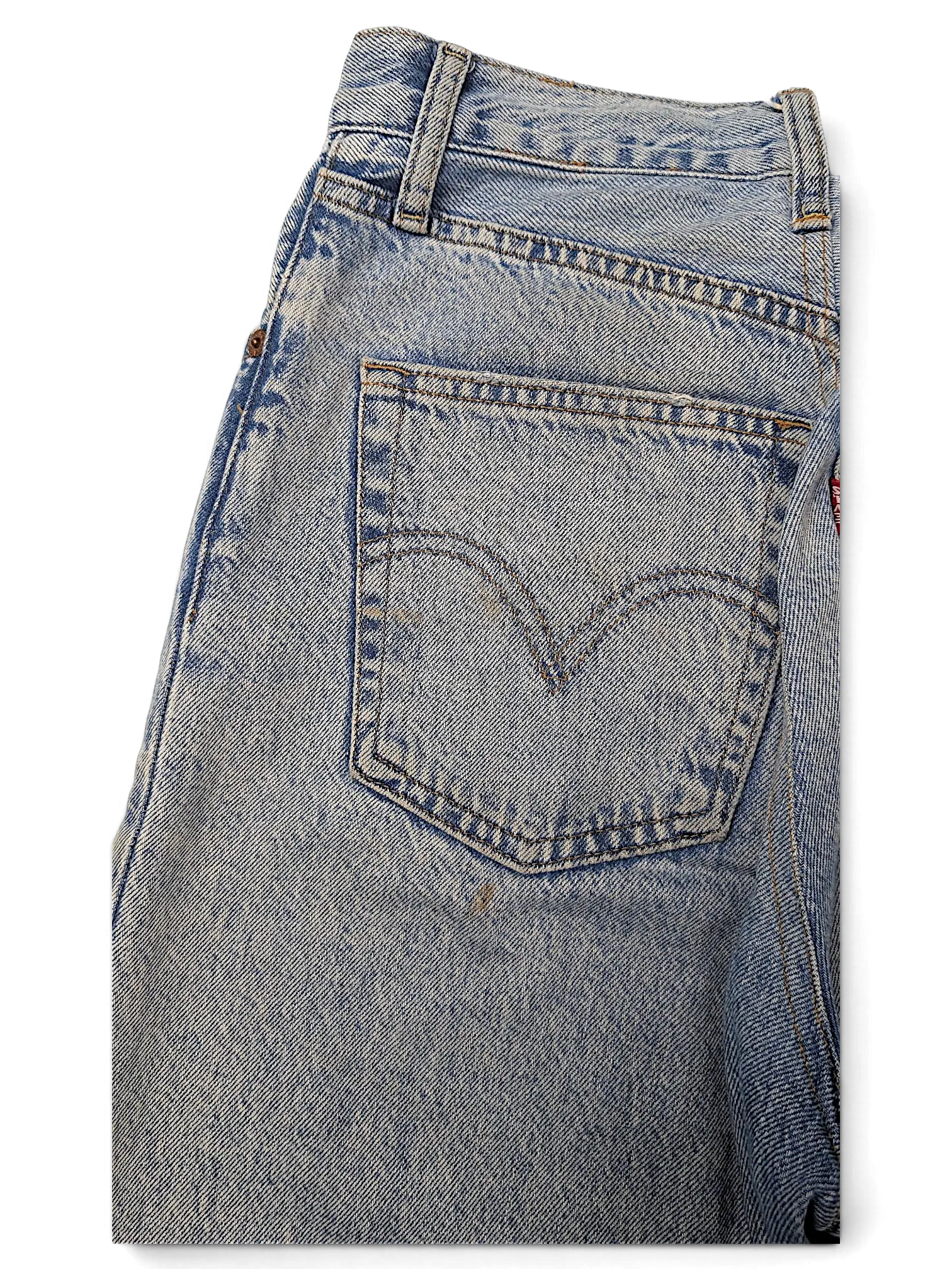 JAKE & IPI Levi's light wash denim jeans with classic five-pocket construction and back pocket stitching detail.