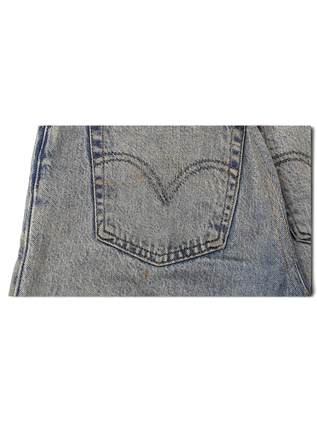 JAKE & IPI Levi's light wash denim jeans featuring classic back pocket stitching and five-pocket construction.