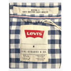 JAKE & IPI käytetty Levi's tummansini-valkoinen ginghamruutuinen lyhythihainen paita, modern fit -lappu ja painonapit.