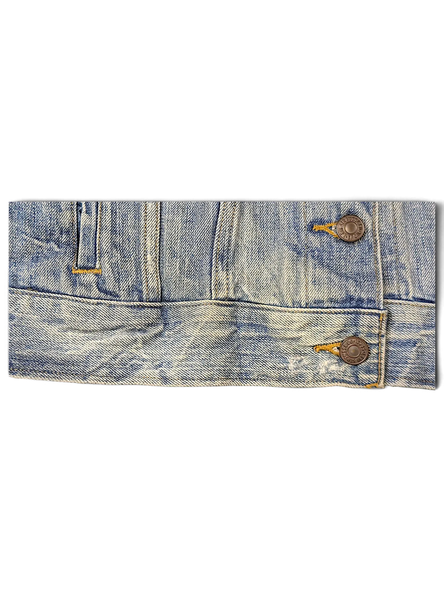 JAKE & IPI Levi's Strauss light wash denim jacket with metal buttons and distressed hem detail