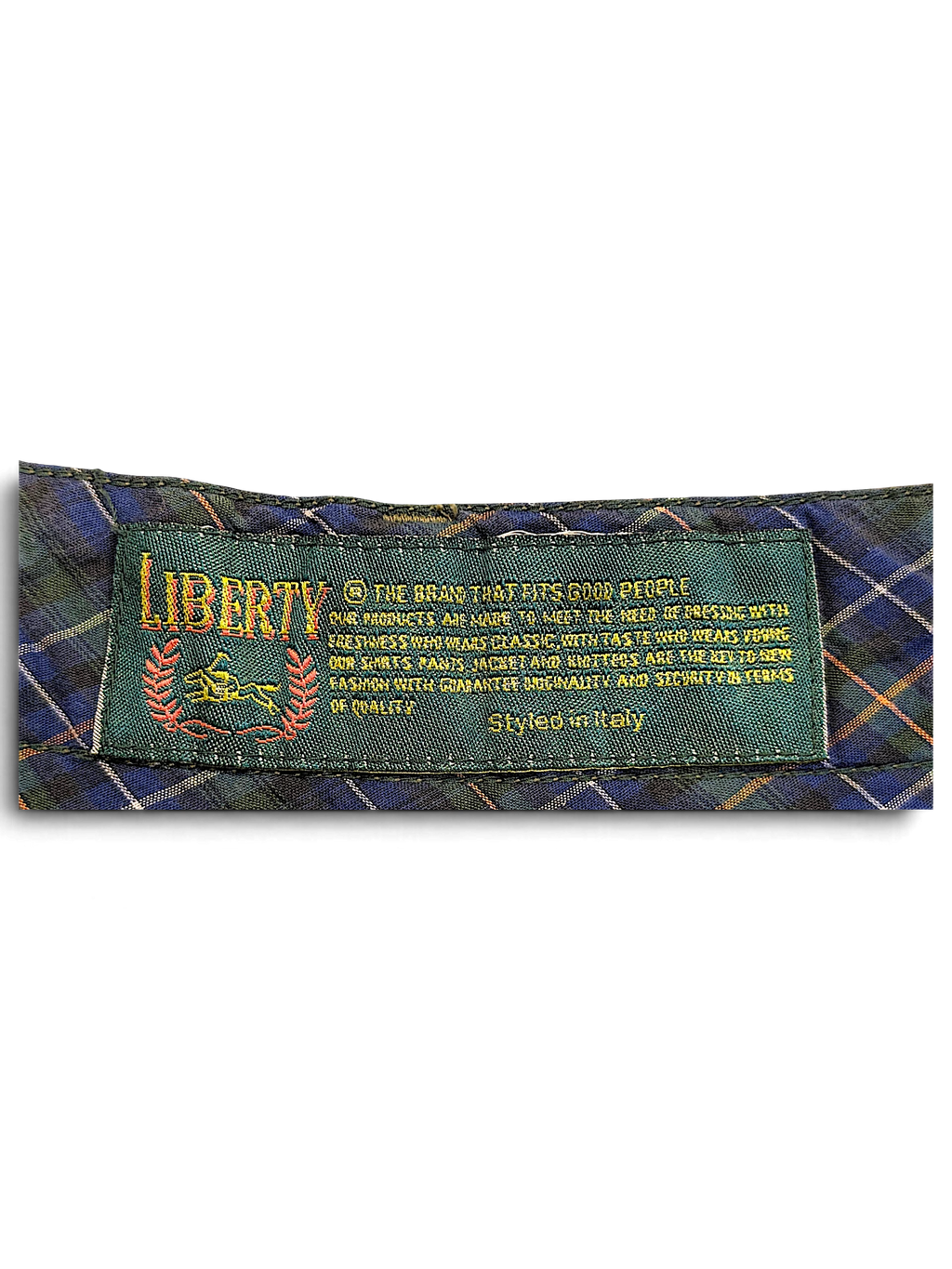 JAKE & IPI Liberty olive green trousers interior brand label with plaid lining and Italian styling details